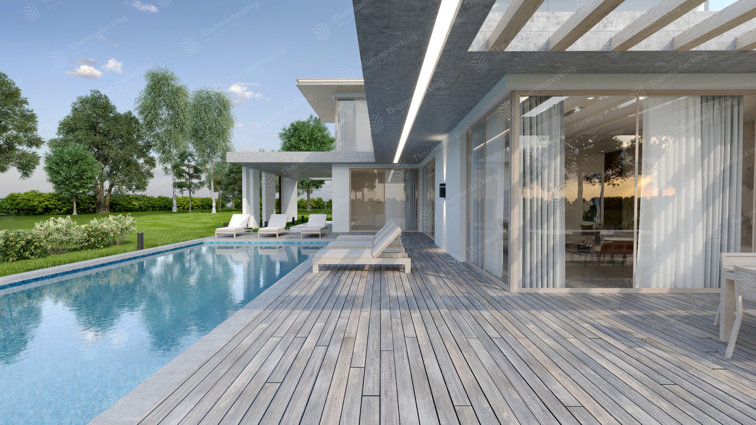 Террасная доска «Термоберёза» (прямой планкен) | Thermodecking