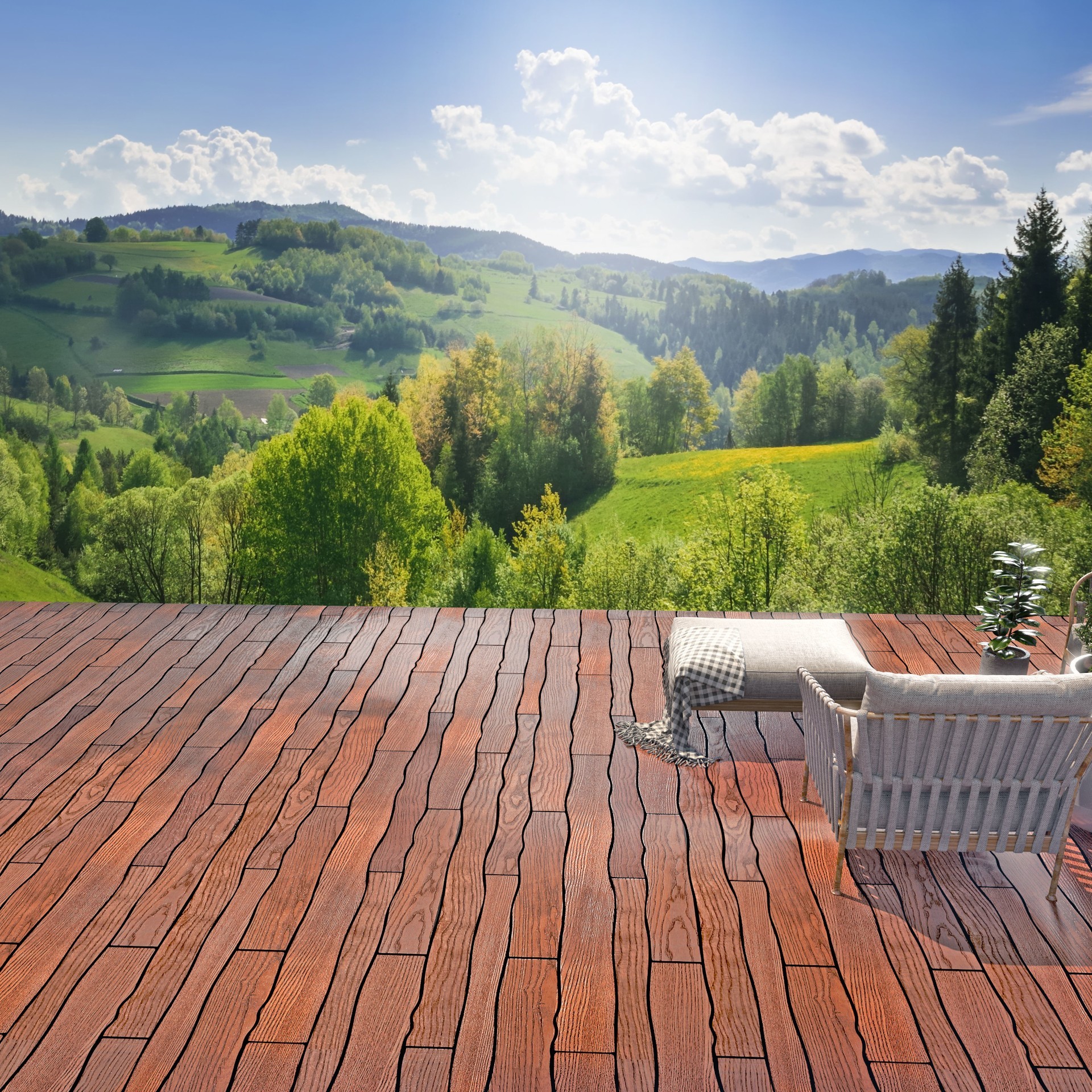 Террасная доска «Термоясень» (волна) | Thermodecking
